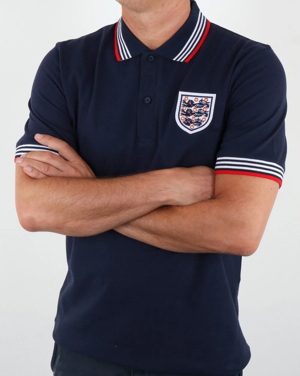 80s Casual Classics England 1974 Polo Shirt Navy - Image 4