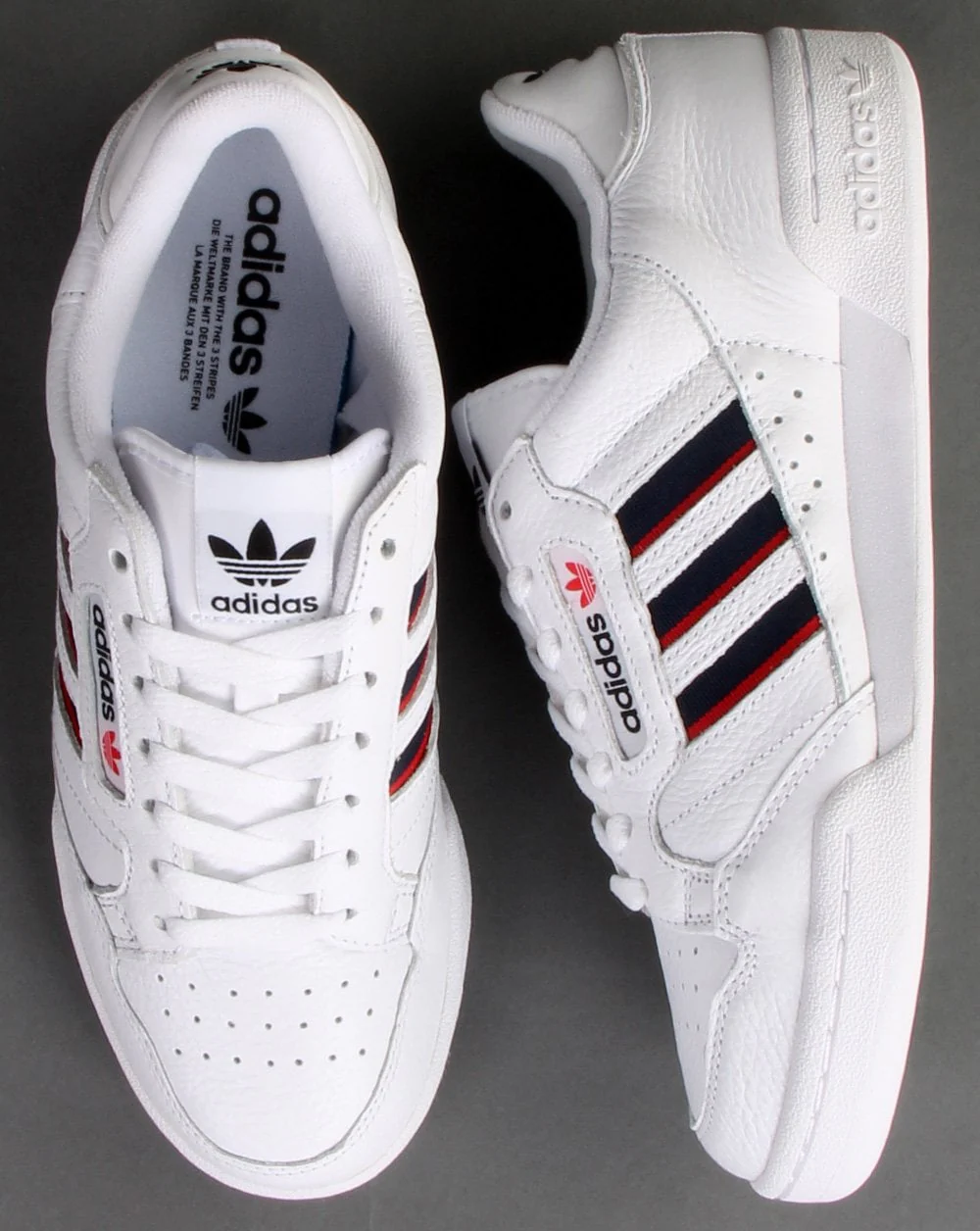 Adidas Continental 80 Trainers White - Navy Red Stripes - Image 3