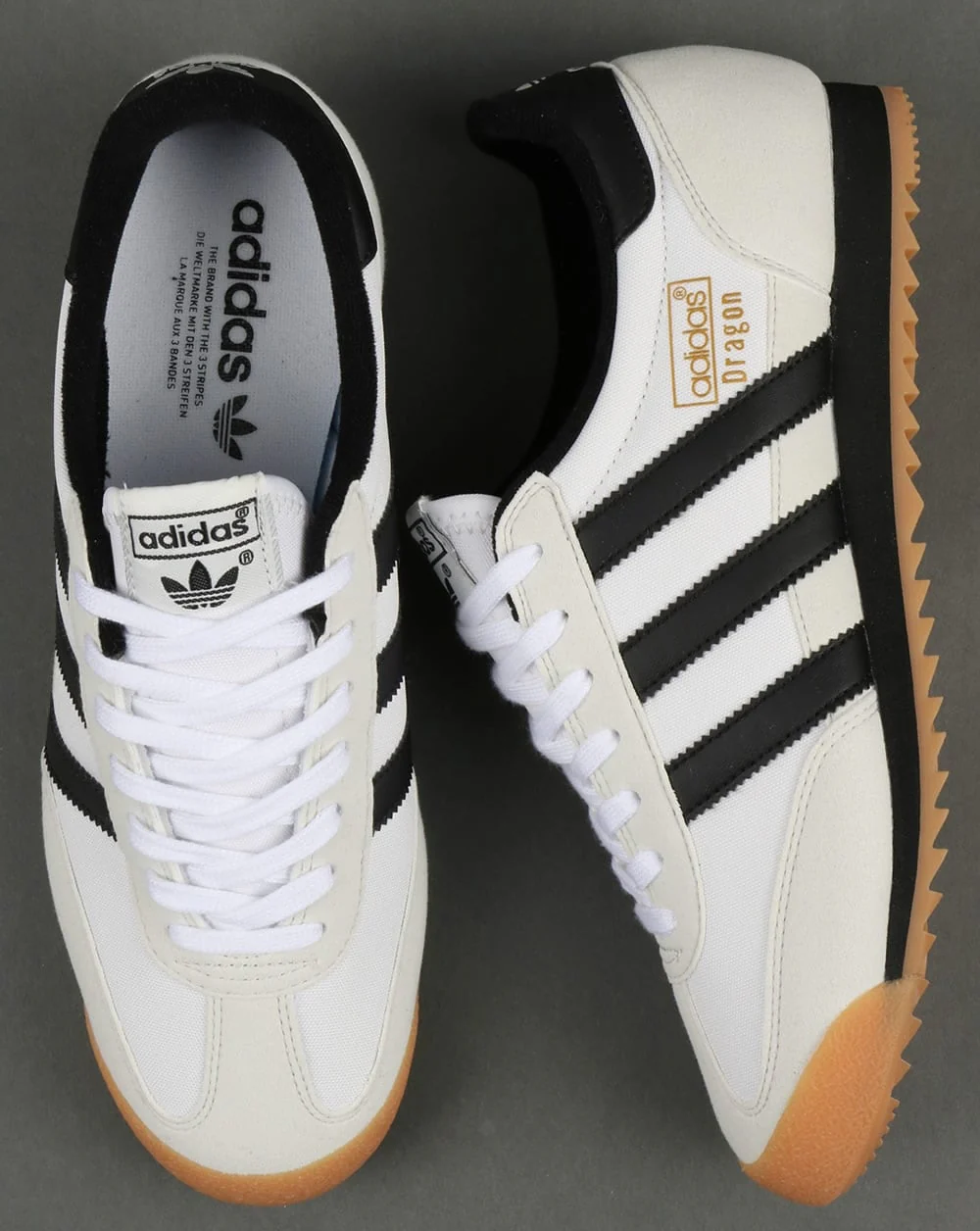 Adidas Dragon Trainers White/Black/Gum - Image 2