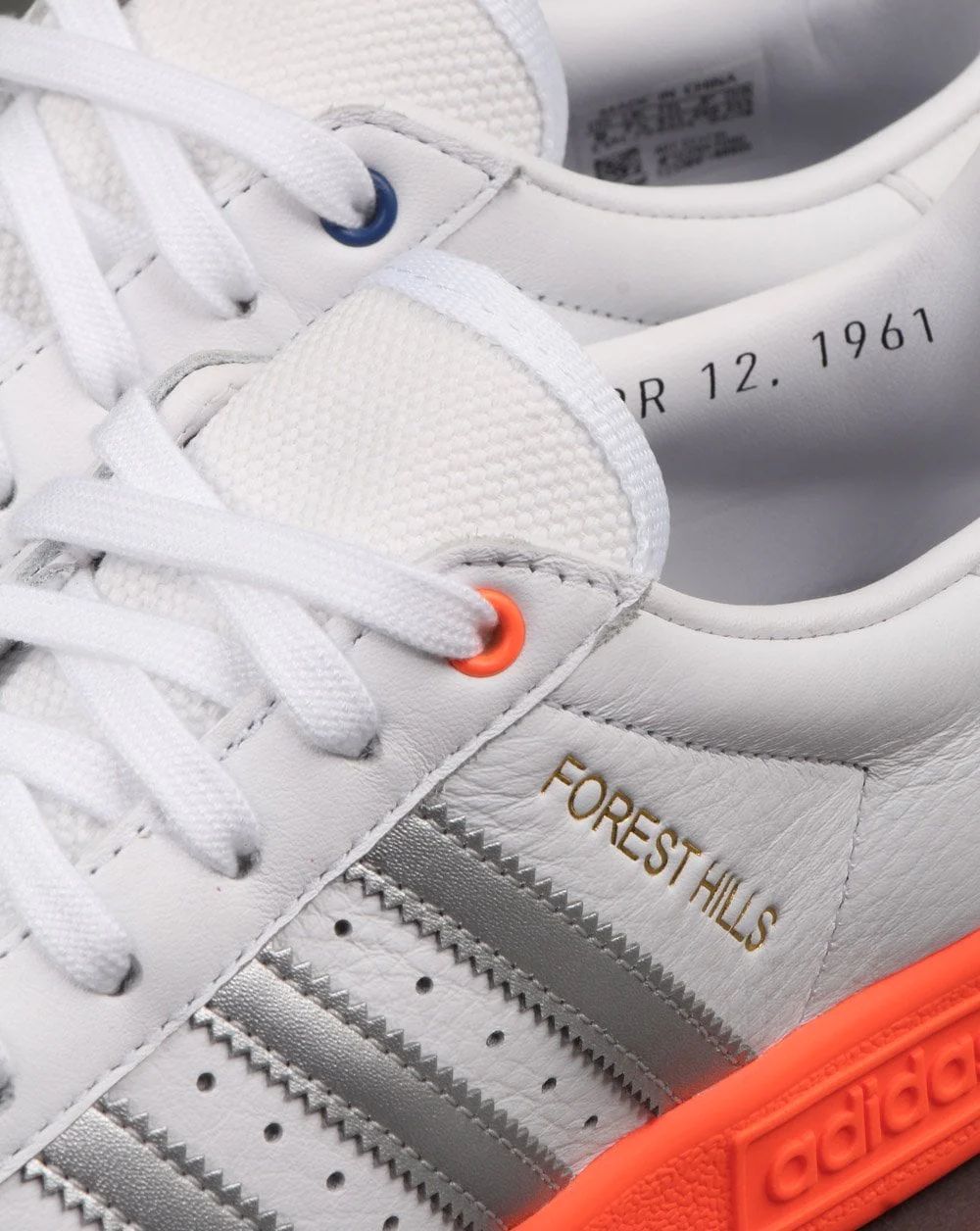 Adidas Forest Hills Trainers White/Silver/Orange - Image 4