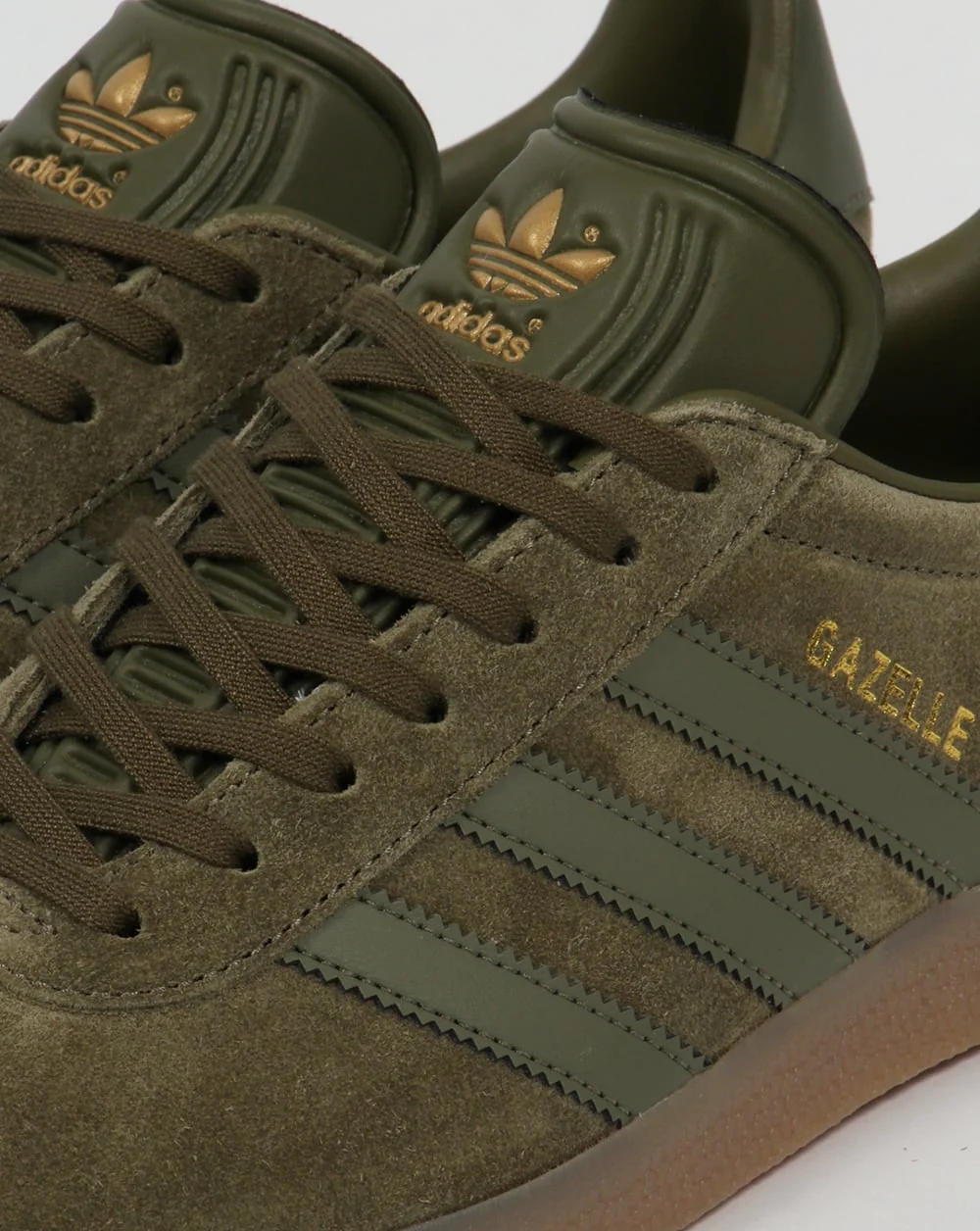 Adidas Gazelle Trainers Olive/Gum - Image 4