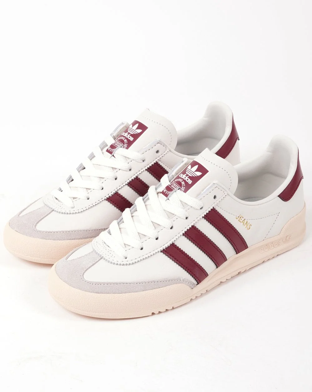 Adidas Jeans Trainers Chalk White/Burgundy - Image 2