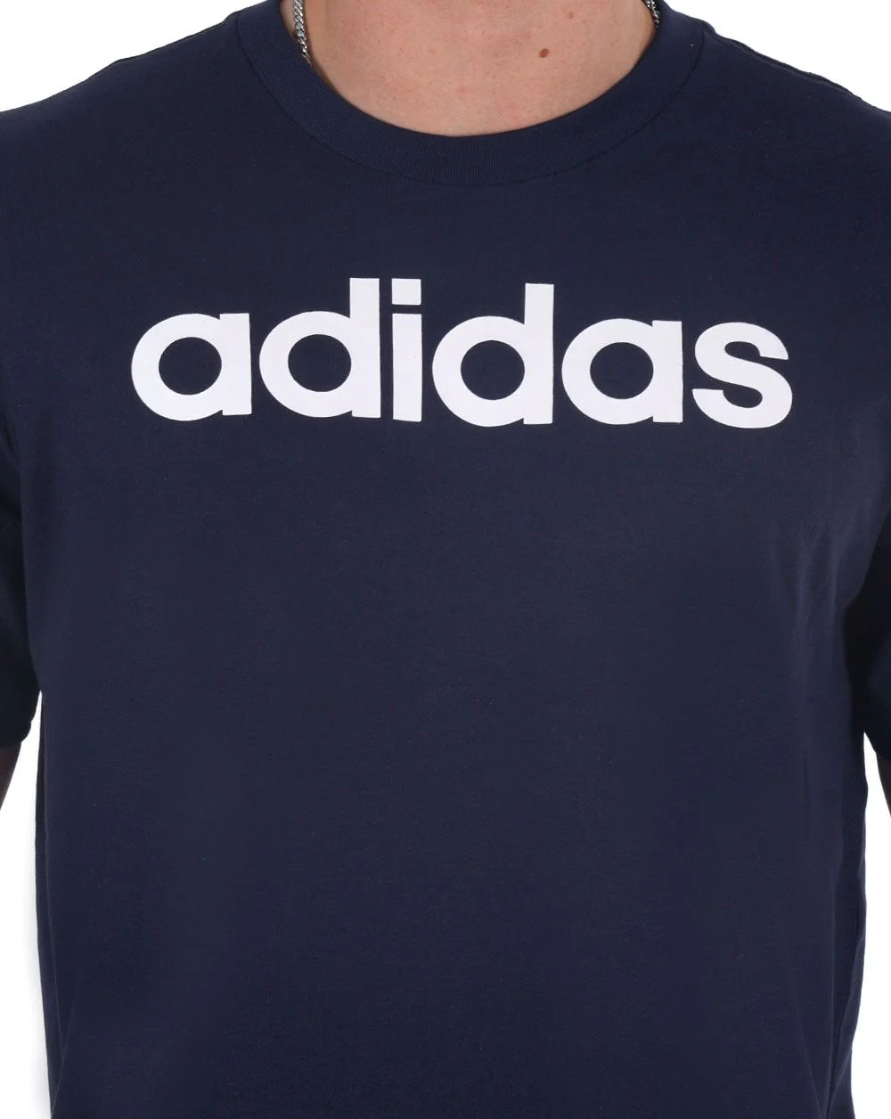 Adidas Linear Logo T Shirt Navy/White - Image 2