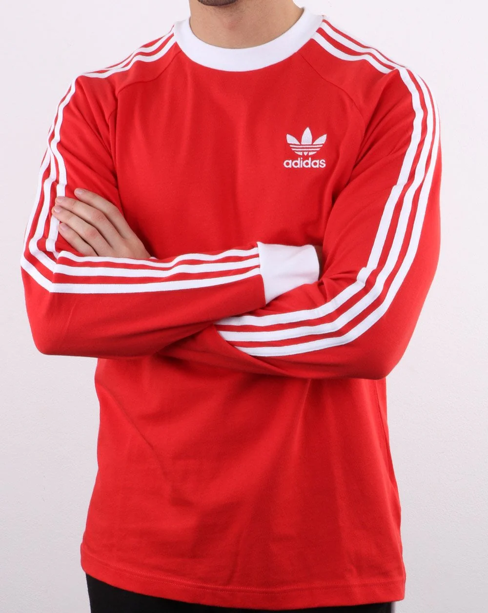 Adidas Originals 3-stripes Long Sleeved T Shirt Lush Red - Image 2