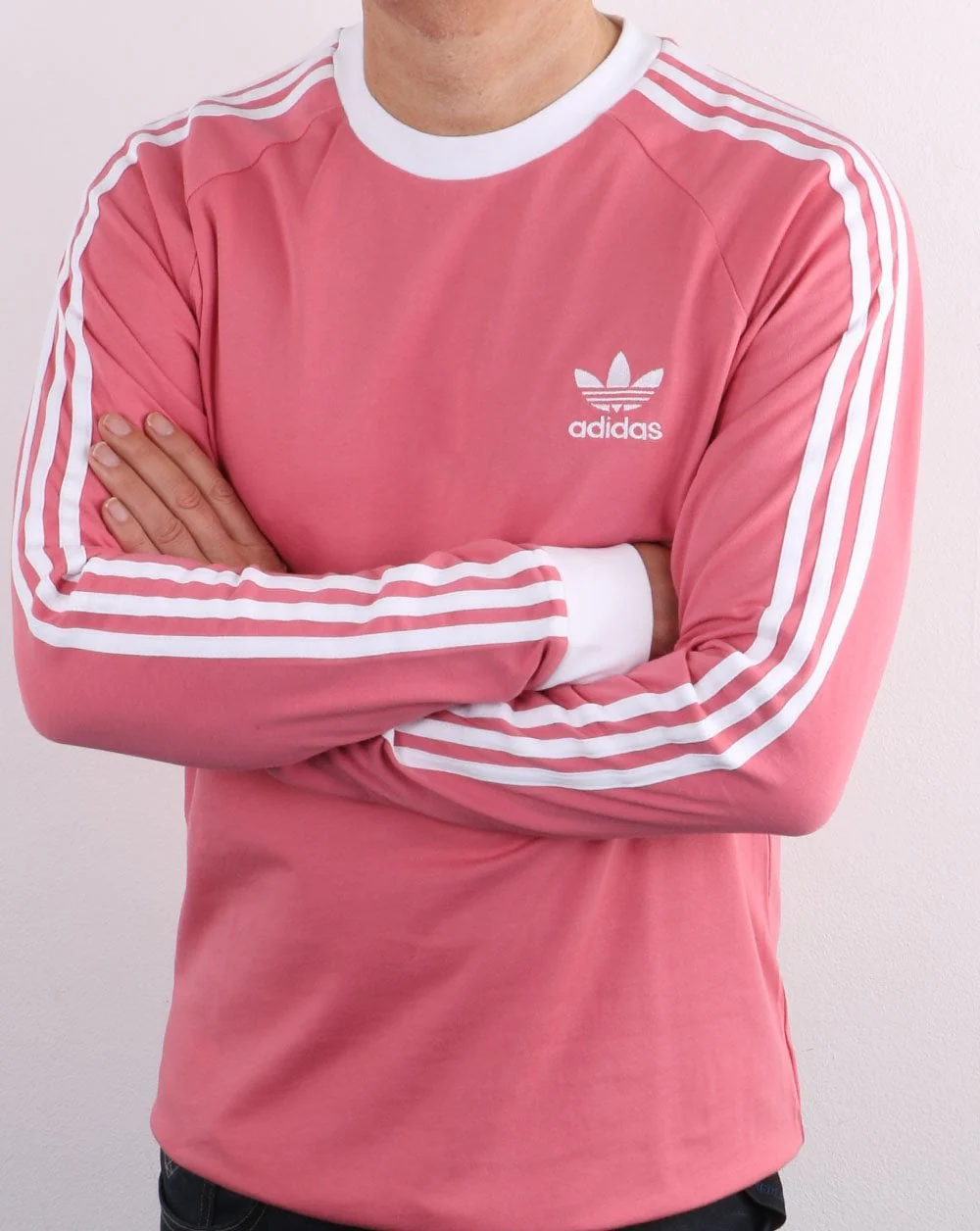 Adidas Originals 3 Stripes Ls T Shirt Dusky Pink - Image 4