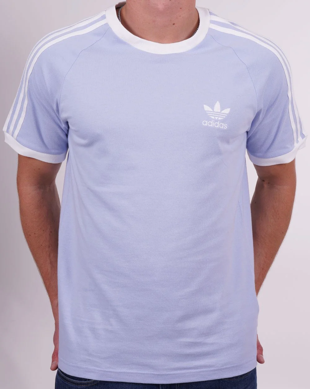 Adidas Originals 3 Stripes T Shirt Sky Blue - Image 3