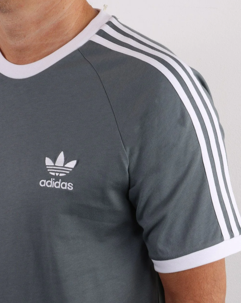 Adidas Originals 3 Stripes T Shirt Slate Grey - Image 2