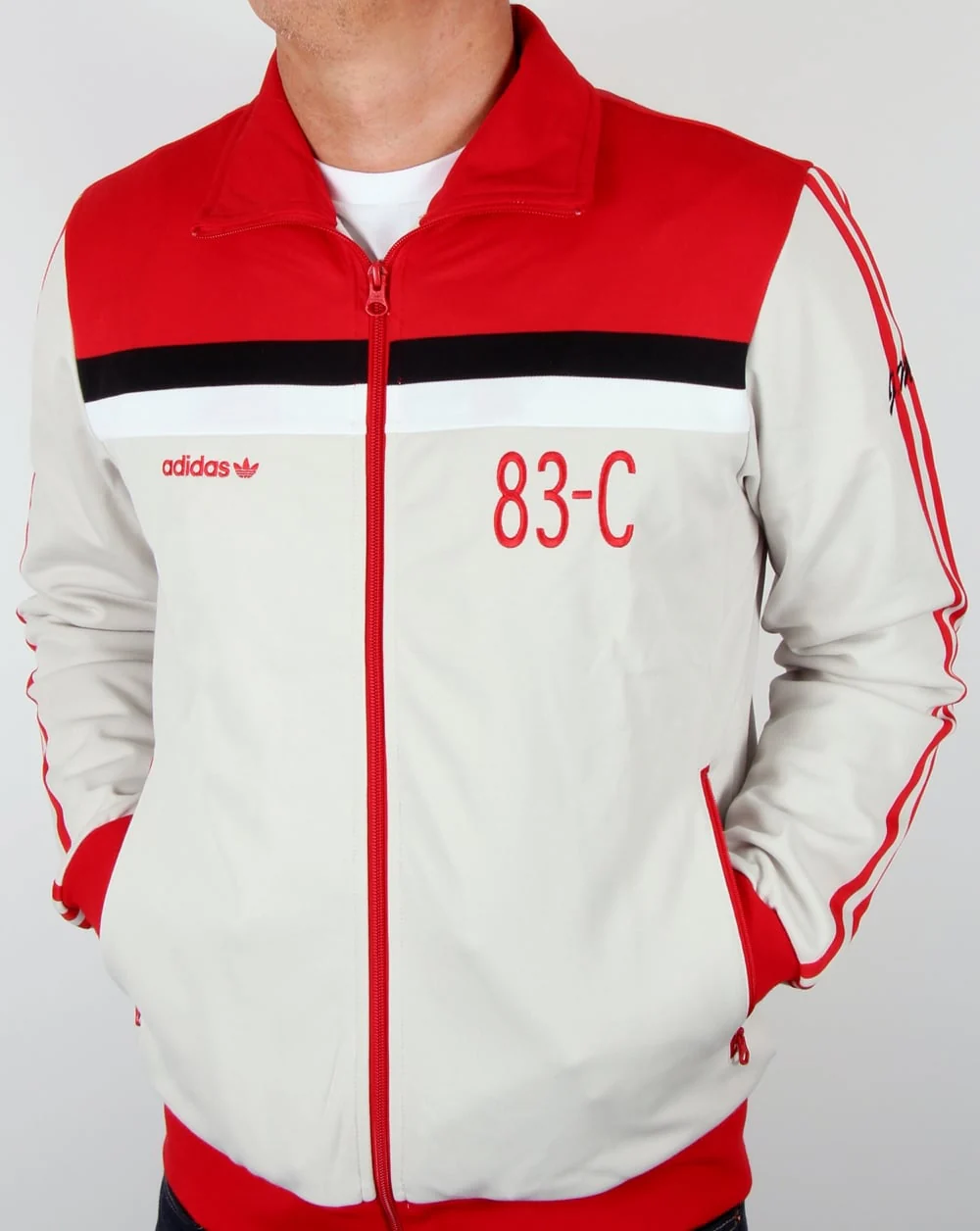 Adidas Originals 83-C Track Top Talc/Red - Image 4