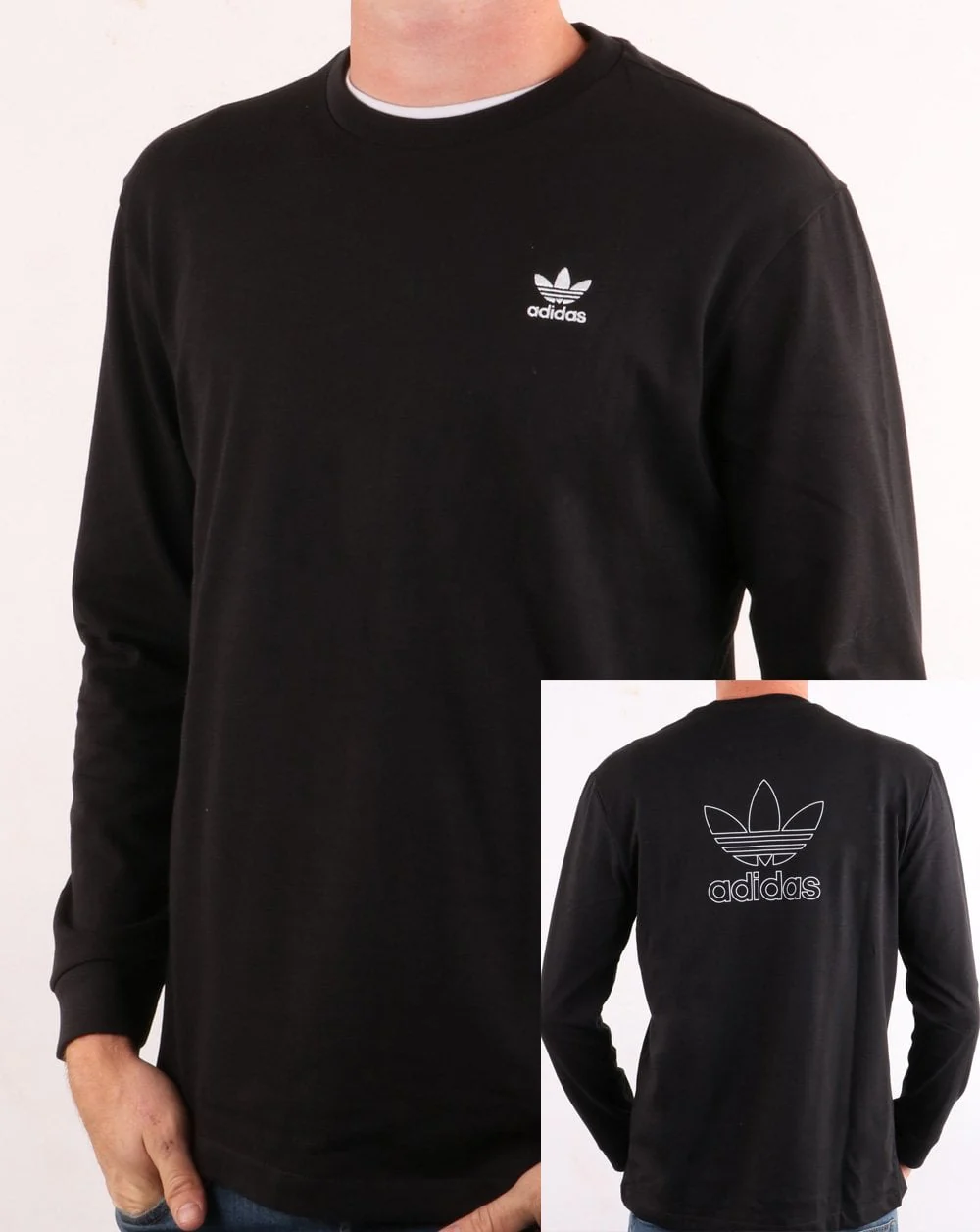 Adidas Originals Back + Front Trefoil Long Sleeve T Shirt Black