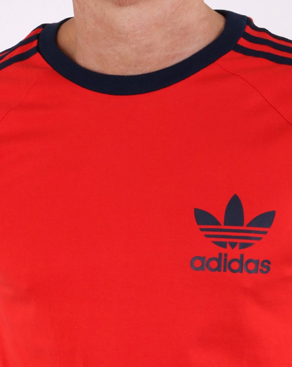 Adidas Originals Retro Trefoil 3 Stripes T-shirt Red - Image 4