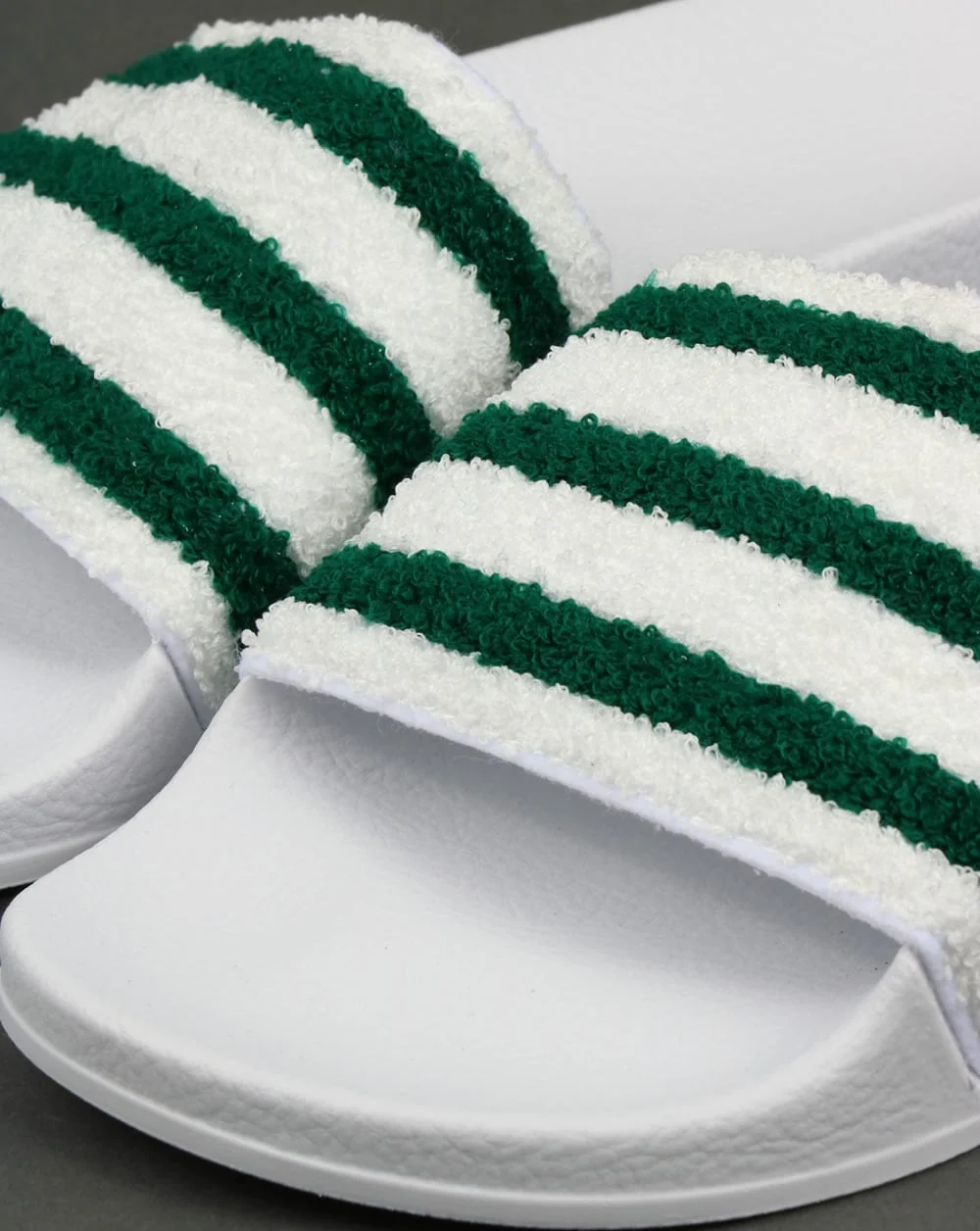 Adidas Premium Towelling Sliders White/Green - Image 2