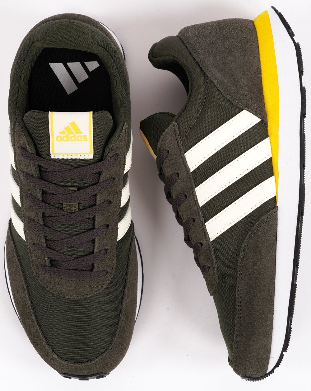 Adidas Run 60s Trainers Shadow Olive / Off White - Image 4
