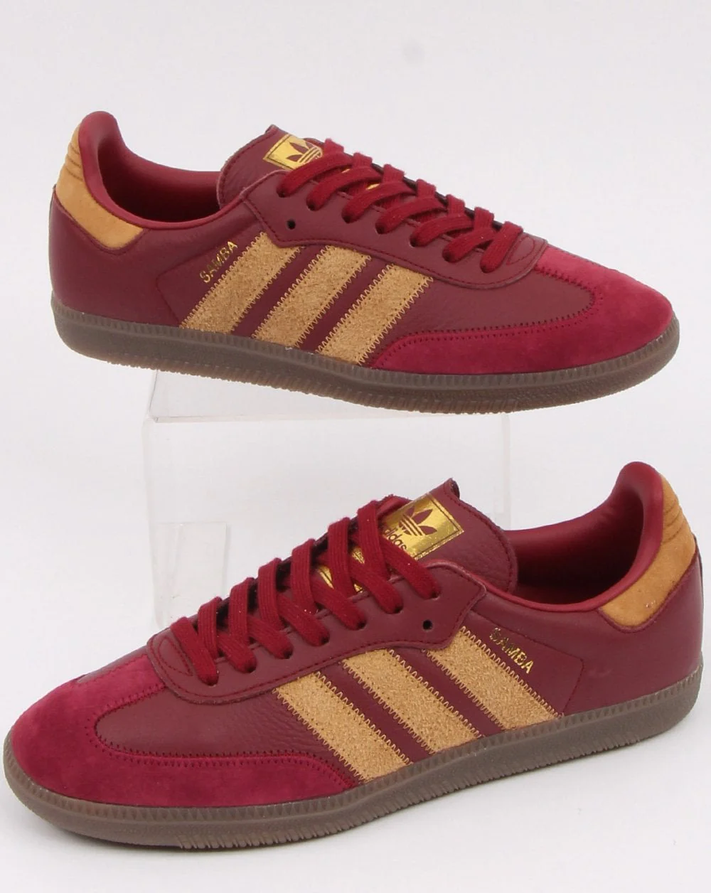 Adidas Samba Og Ft Trainers Burgundy/Gold - Image 2