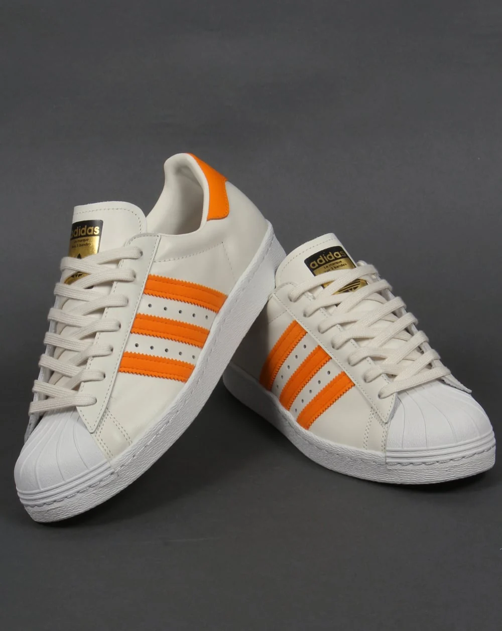 Adidas Superstar 80s Trainers Off White/Orange - Image 3