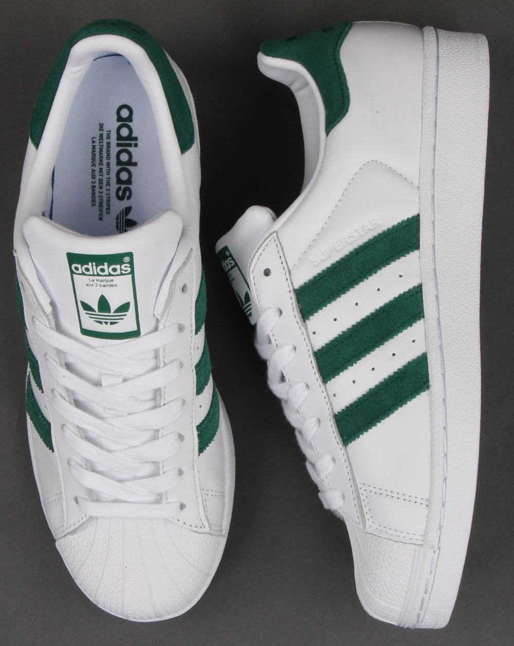 Adidas Superstar Trainers White/Green - Image 2
