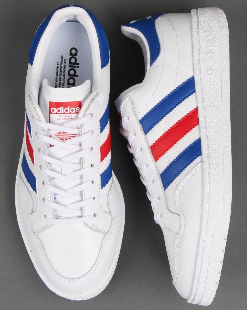 Adidas Team Court Trainers White/Royal/Scarlet - Image 2