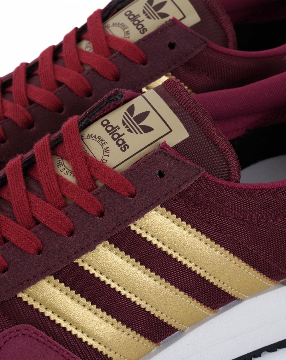 Adidas USA 84 Trainers Burgundy Red/Gold - Image 4