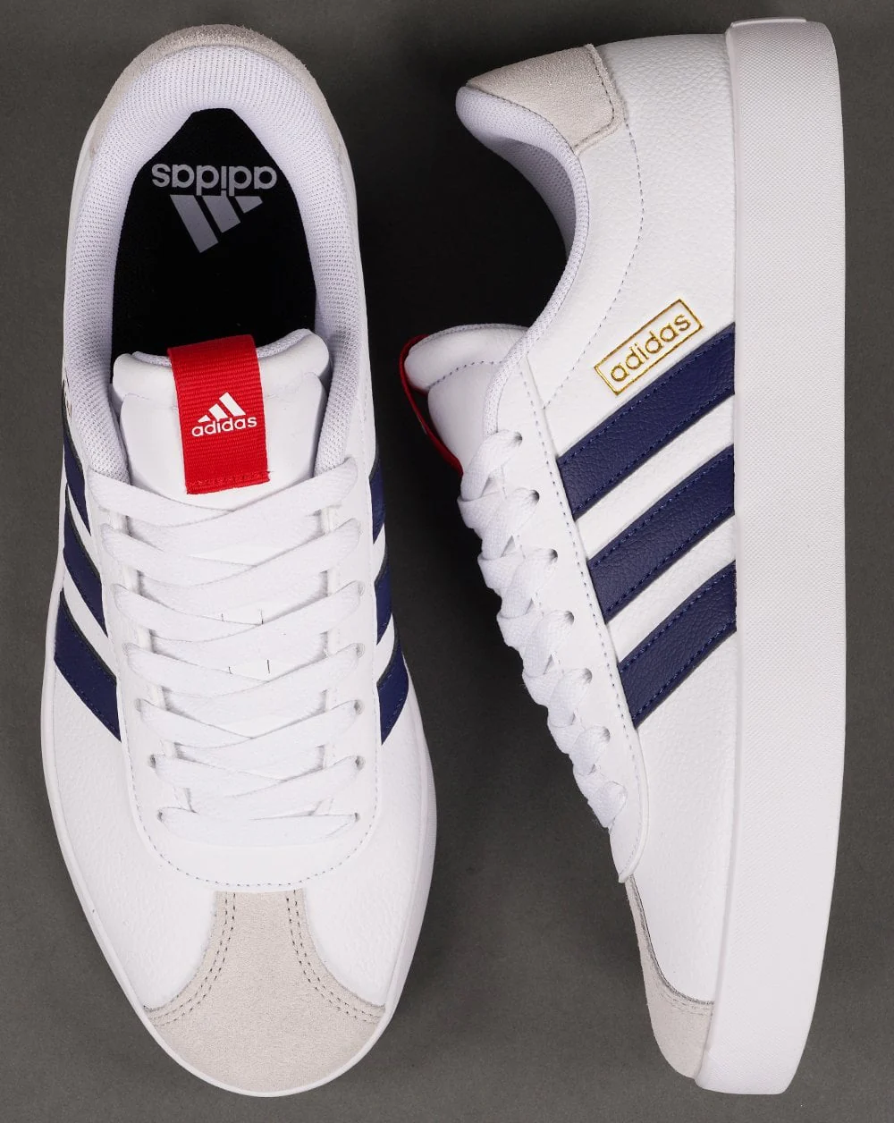 Adidas VL Court Trainers White Navy - Image 3
