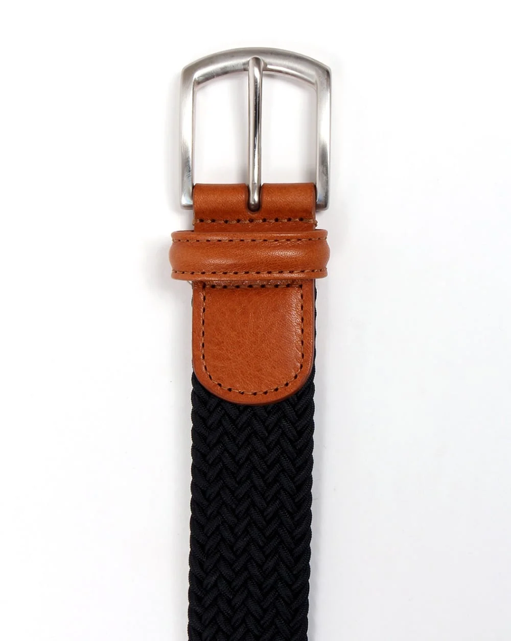 Andersons Woven Leather Trim Belt Navy/tan - Image 2