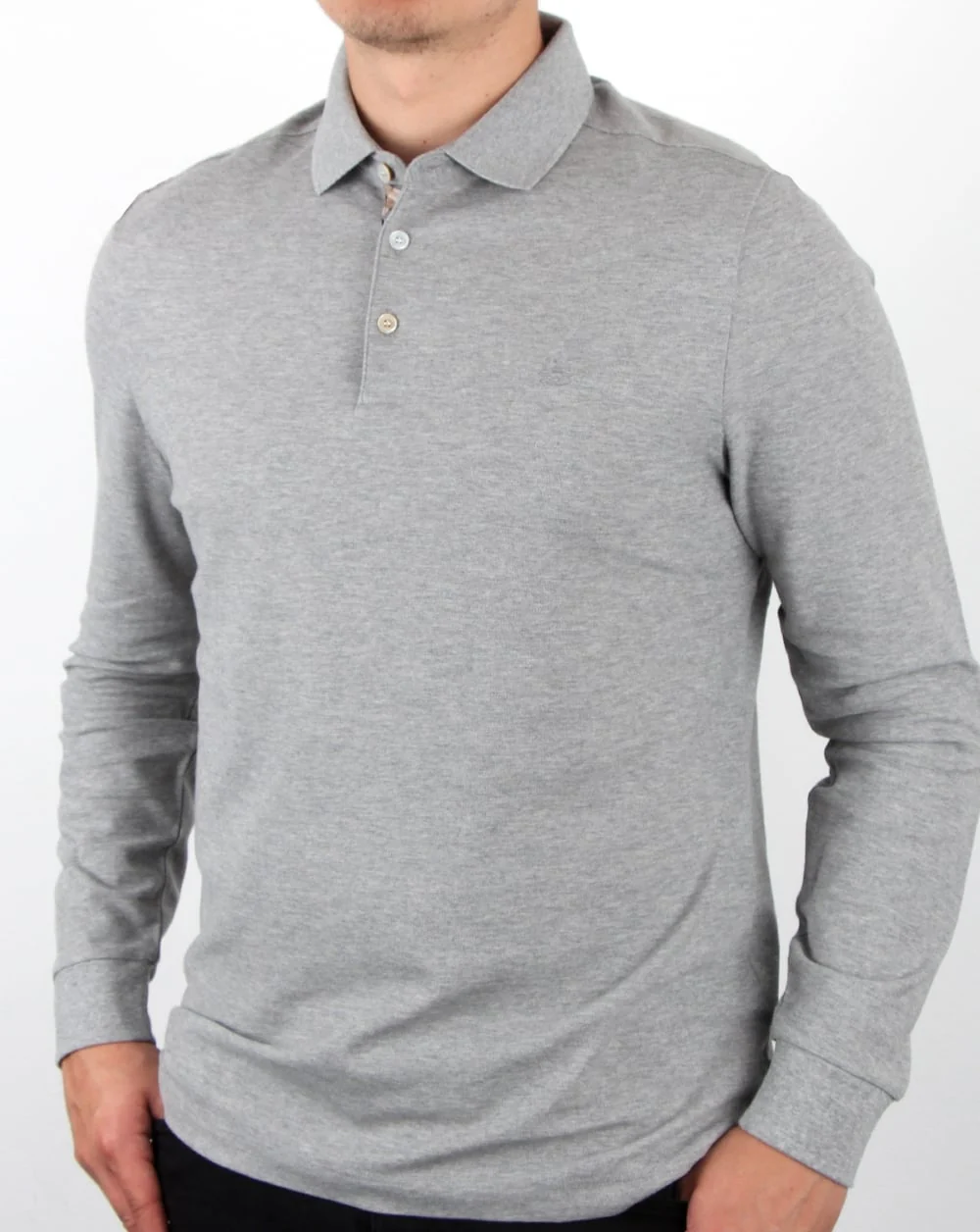 Aquascutum Hillington Long Sleeve Polo Shirt Grey