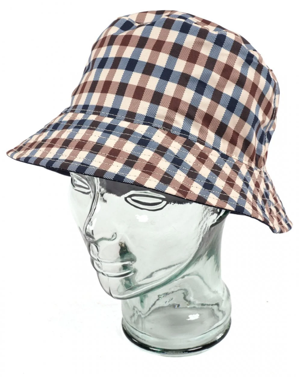 Aquascutum Hydro Reversible Bucket Hat Navy/Check