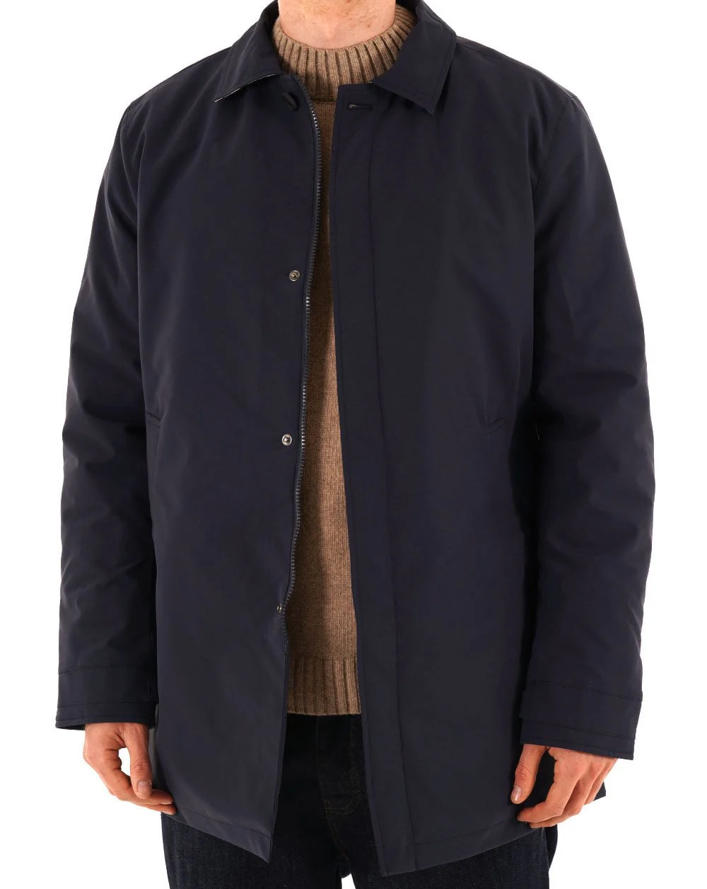 Aquascutum Padded Mid Trench Coat Navy - Image 4