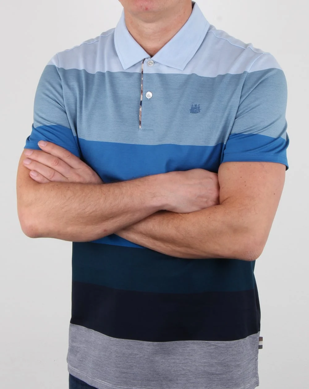 Aquascutum Romney Gradient Stripe Polo Shirt Blue - Image 3