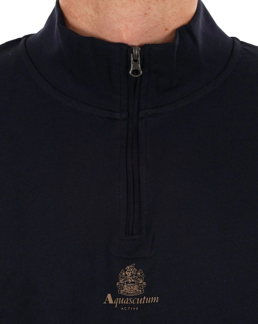 Aquascutum Small Logo 1/4 Zip Sweat Navy - Image 3
