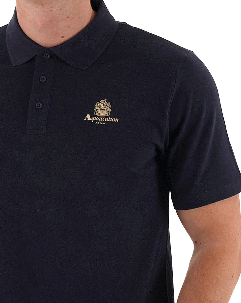 Aquascutum Small Logo Pique Polo Navy - Image 3