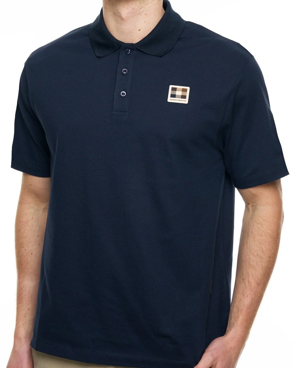 Aquascutum Pique Badge Polo Navy - Image 2