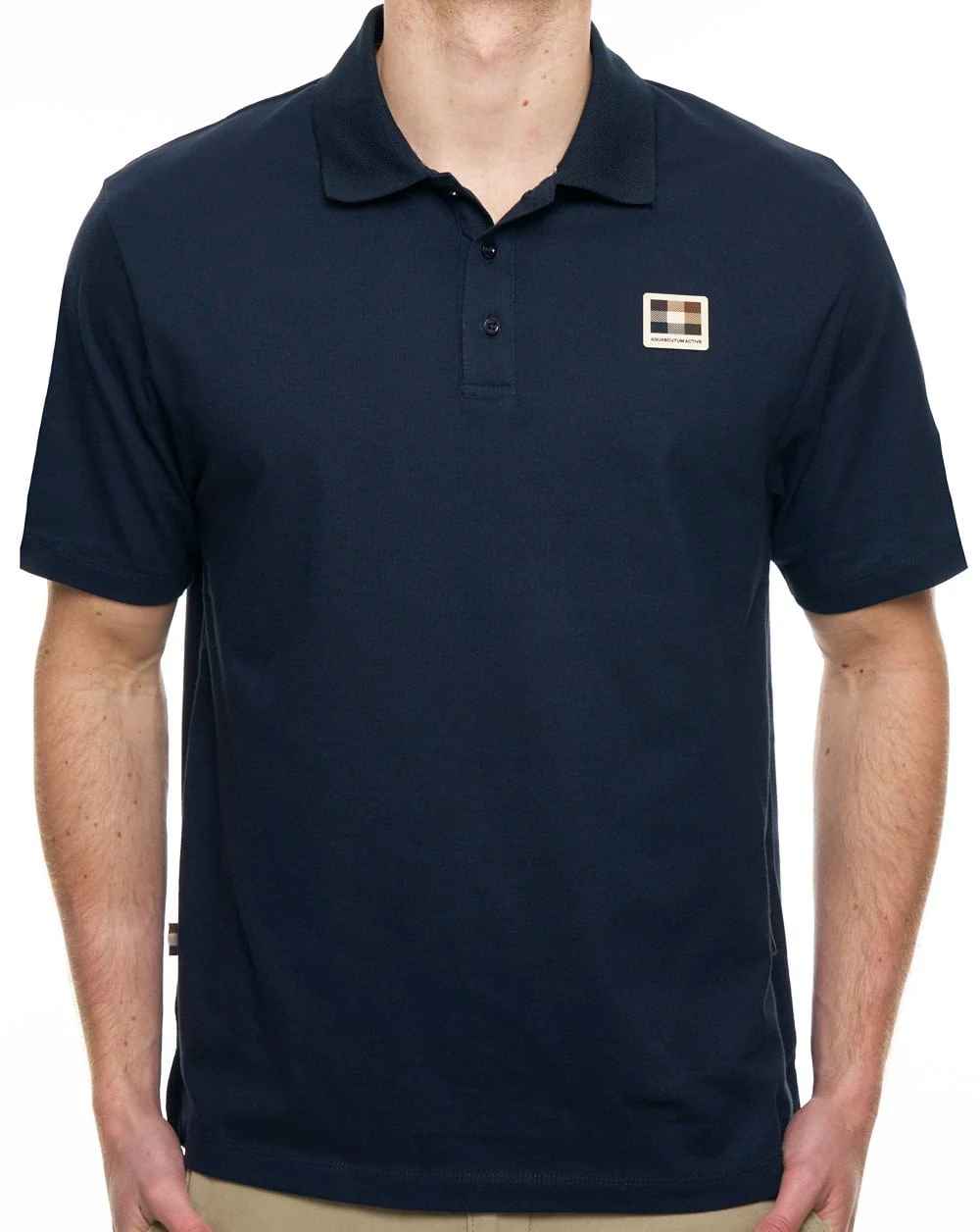 Aquascutum Pique Badge Polo Navy - Image 4