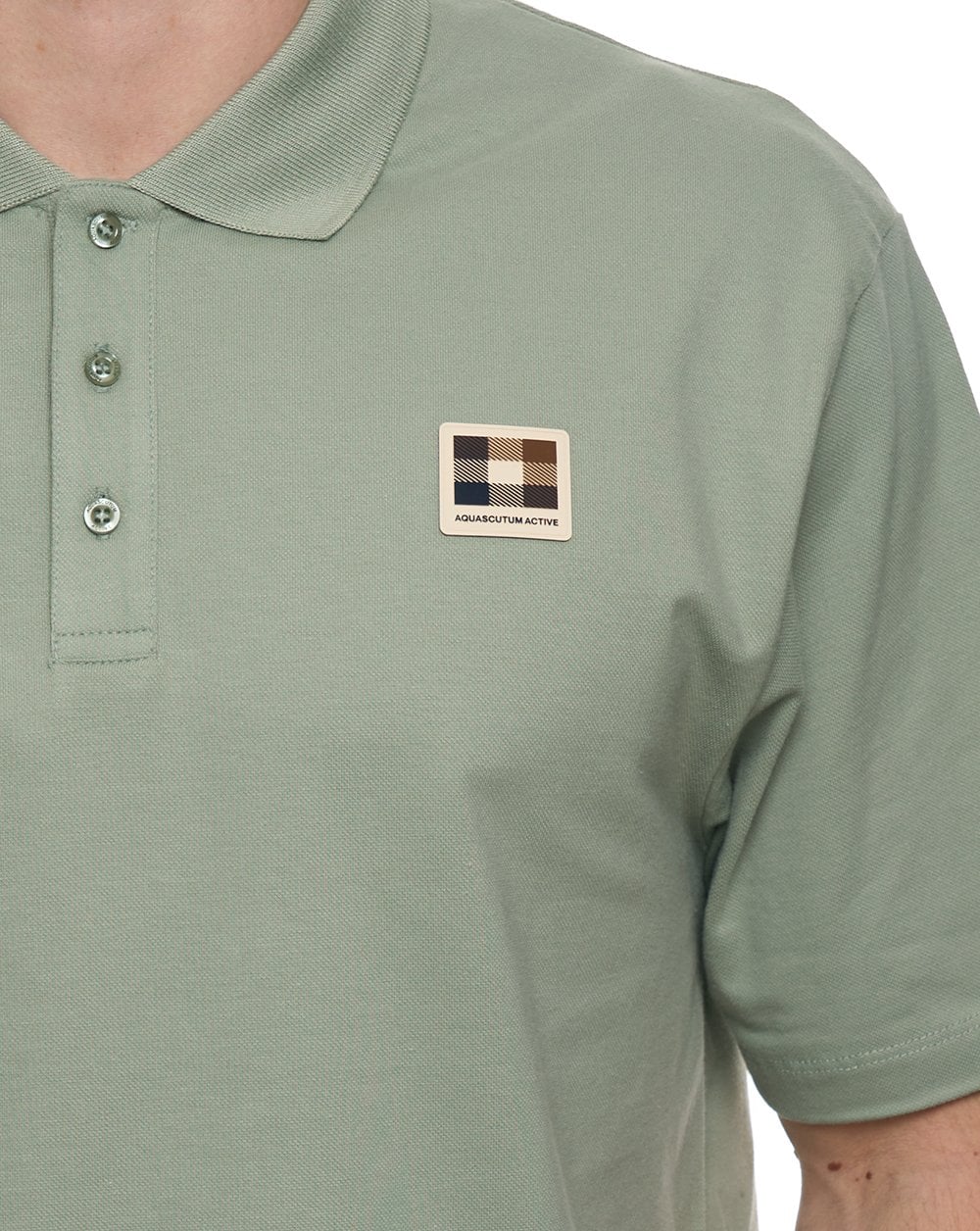 Aquascutum Pique Badge Polo Salvia - Image 3