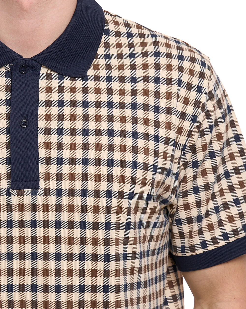 Aquascutum Pique Club Check Polo Navy - Image 3