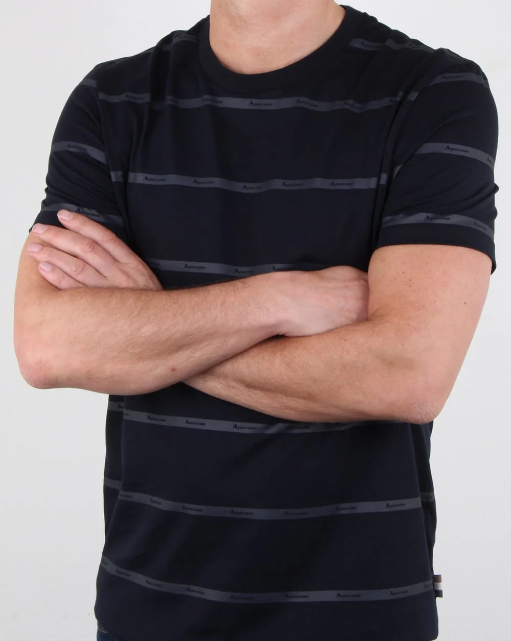 Aquascutum Whillan Aqua Stripe T Shirt Navy - Image 3