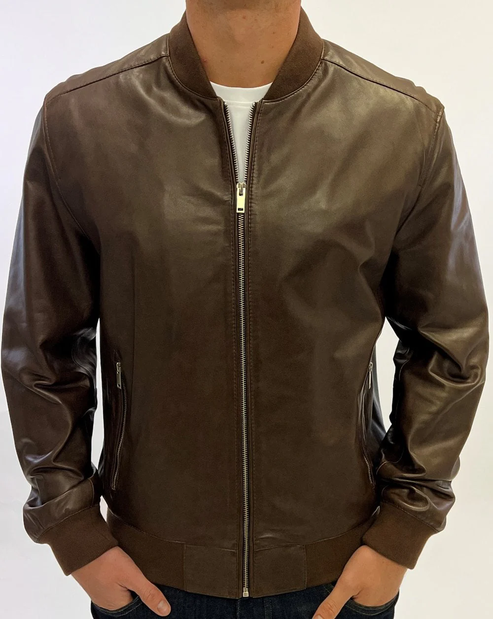 Archive Leathers Bomber Jacket Brown - Image 2