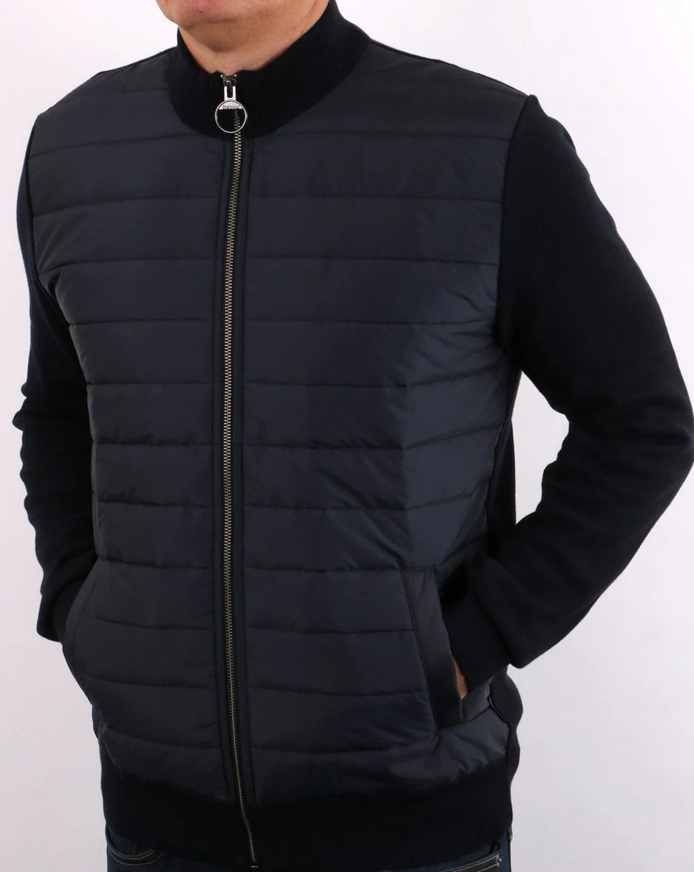 Barbour Baffle Zip Thru Navy - Image 3