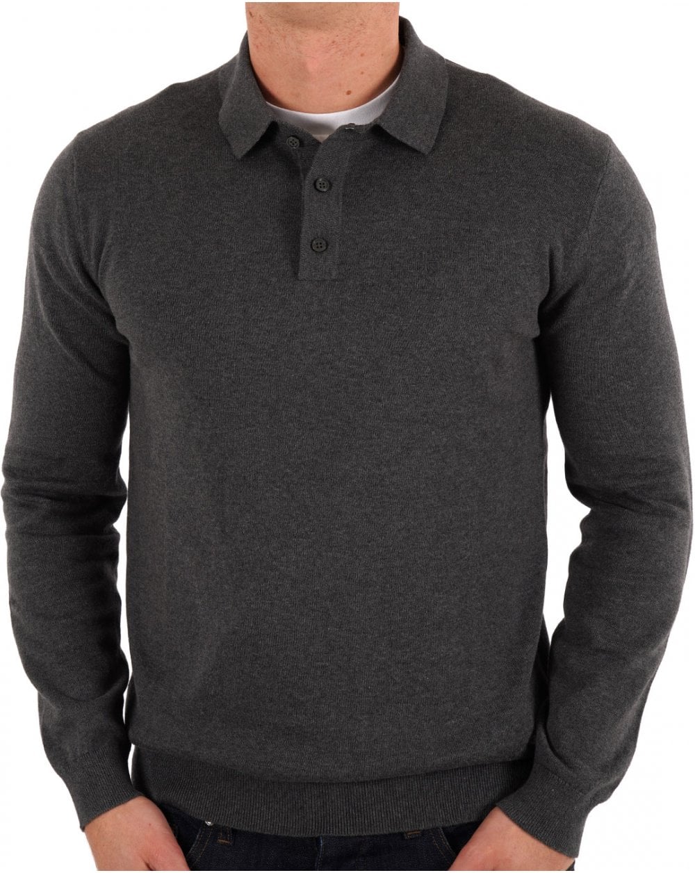 Barbour Bassington Knitted LS Polo Charcoal - Image 3