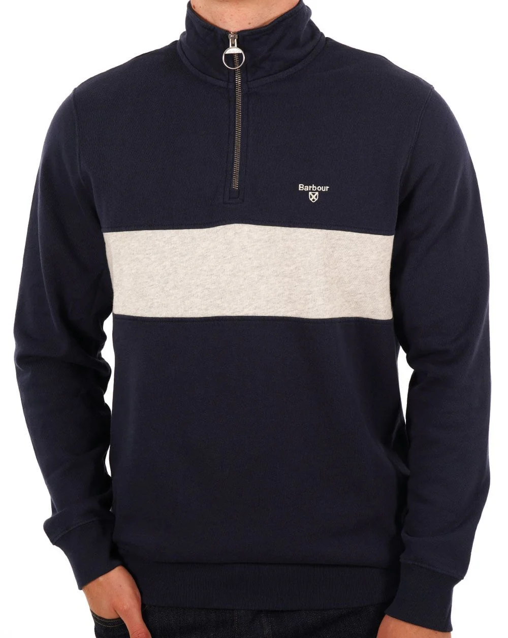 Barbour Bromfield Half Zip Sweater Navy - Image 3