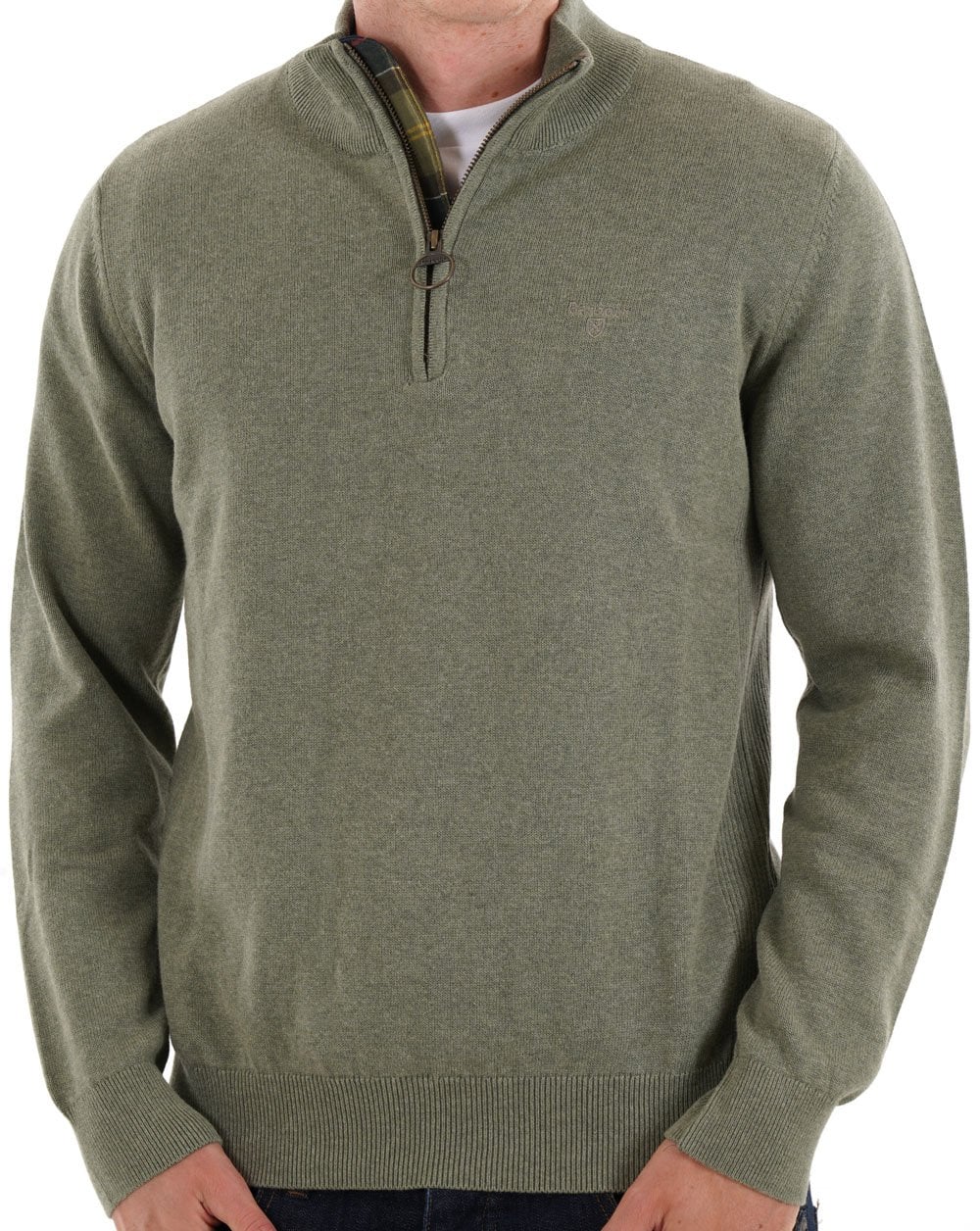 Barbour Cotton Half Zip Knit Thyme - Image 3