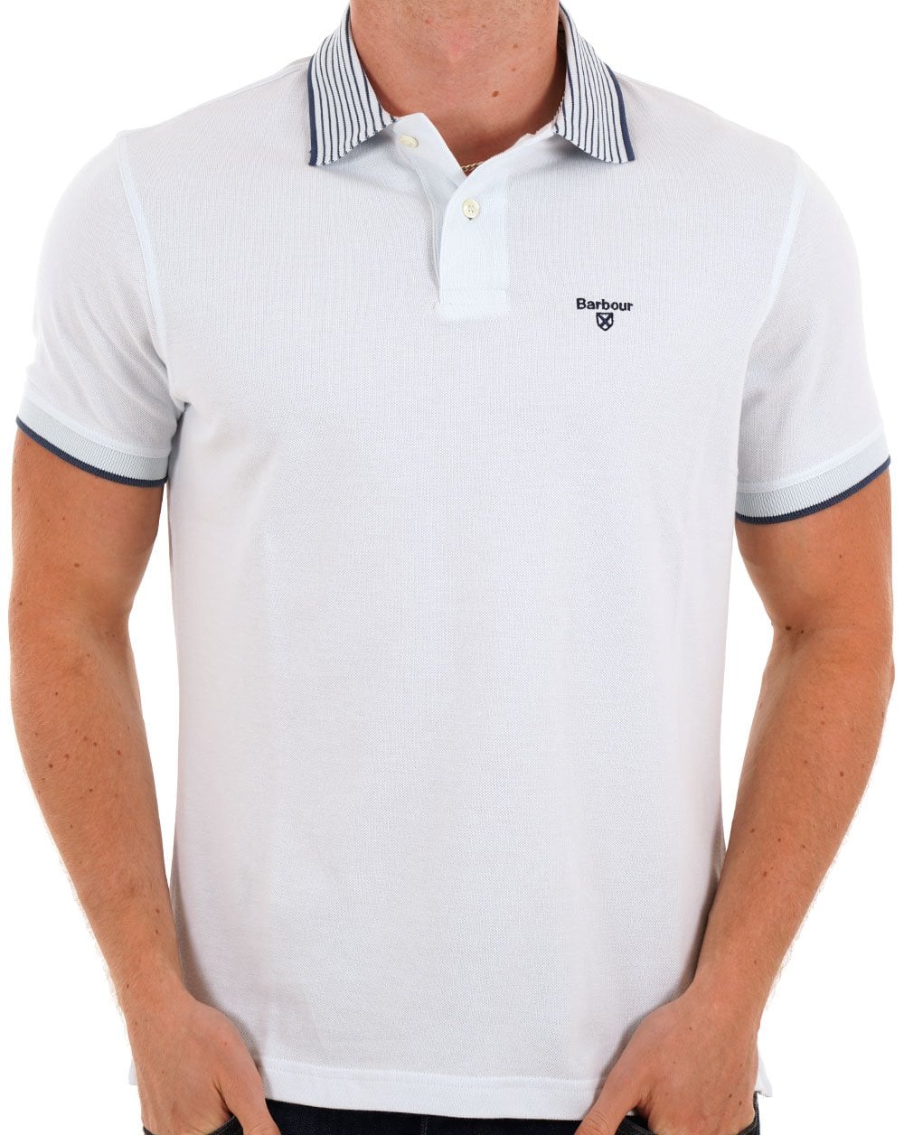 Barbour Denwick Polo Shirt Bleached Blue - Image 3