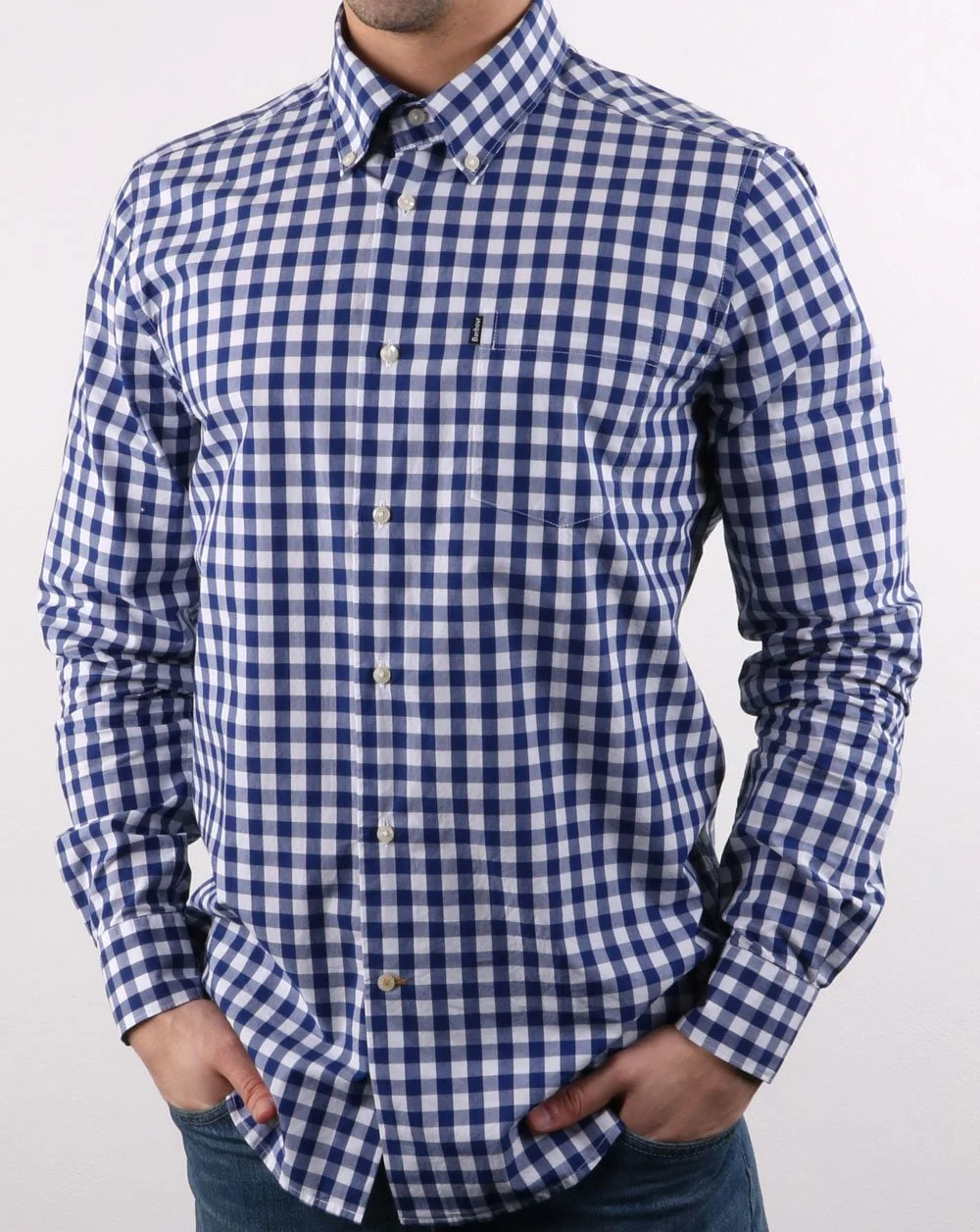 Barbour Gingham Shirt Inky Blue - Image 3