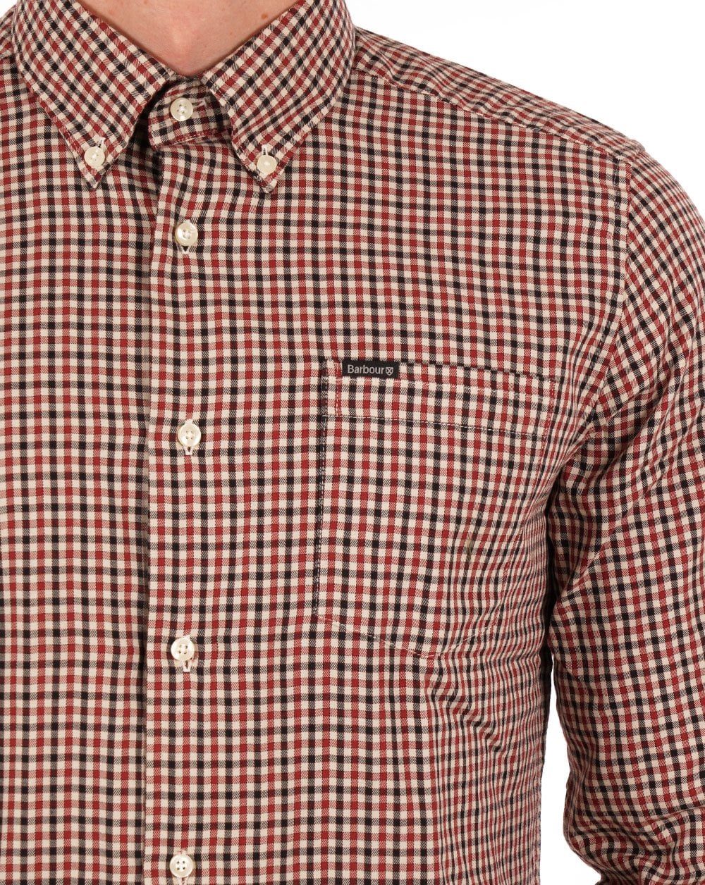 Barbour Gingham Tailored Shirt Ecru - Image 2