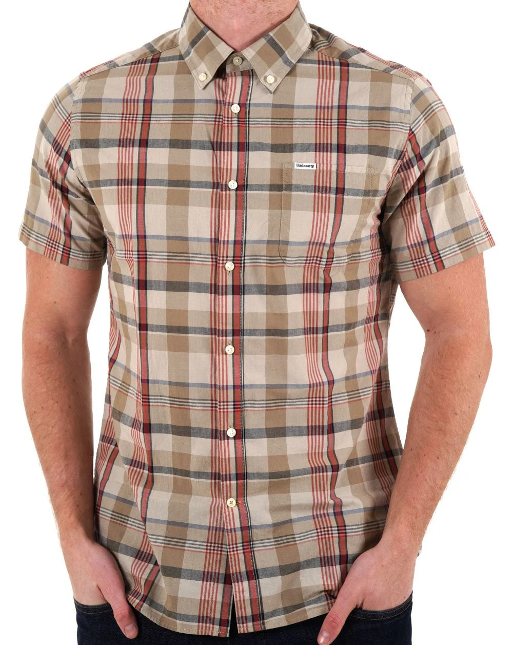 Barbour Hillway Madras SS Shirt Washed Stone