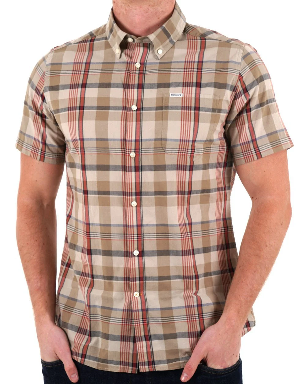 Barbour Hillway Madras SS Shirt Washed Stone - Image 3