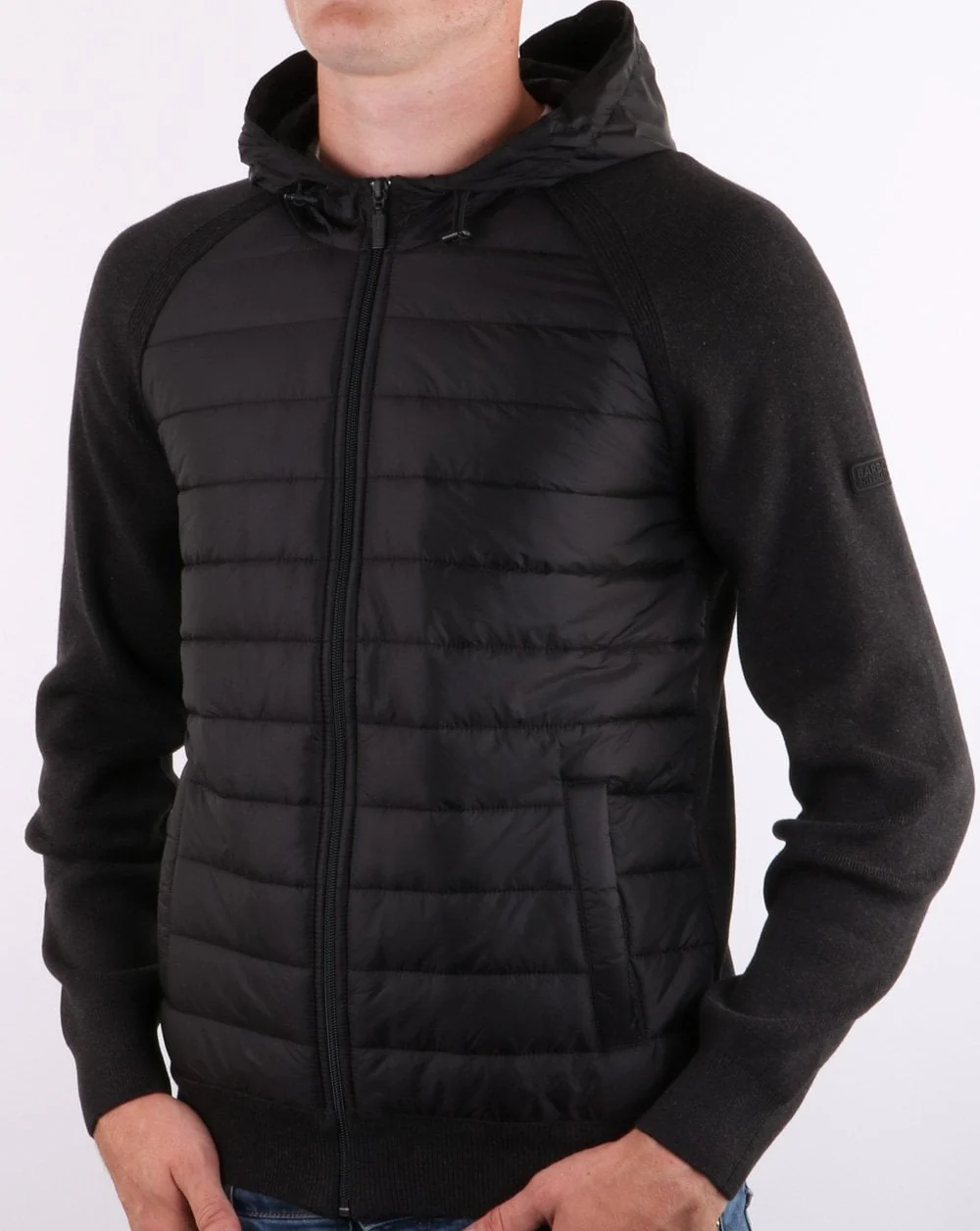 Barbour International Albie Baffle Hoodie Black Marl