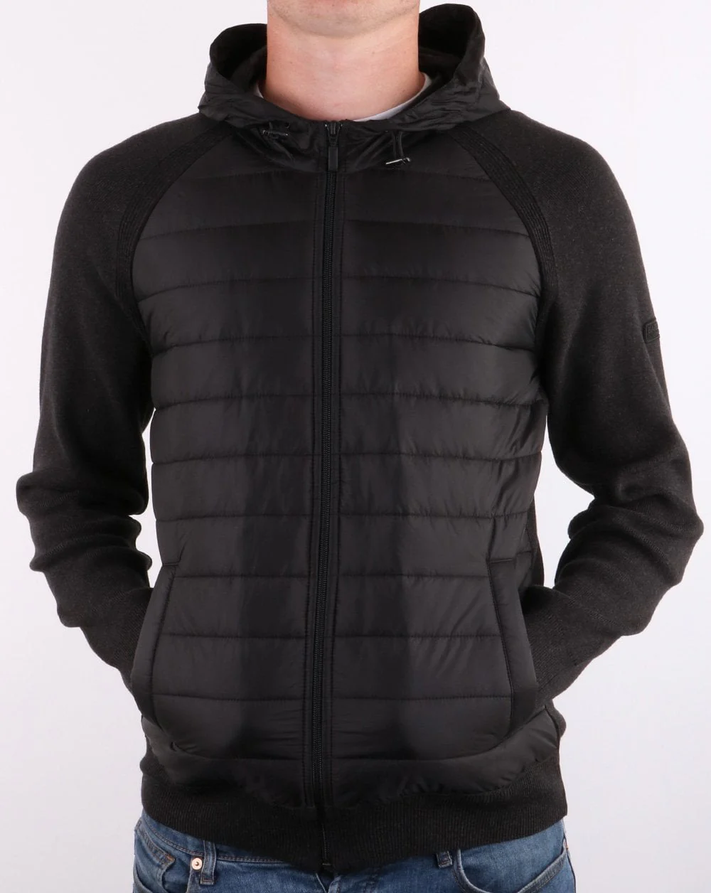 Barbour International Albie Baffle Hoodie Black Marl - Image 5