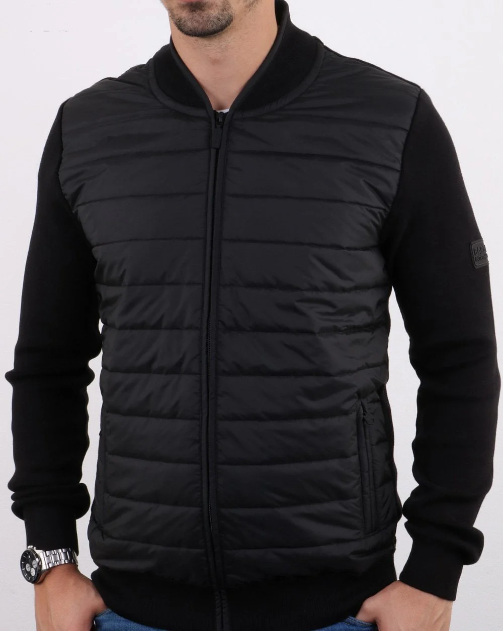 Barbour International Baffle Zip Up Jacket Black - Image 2