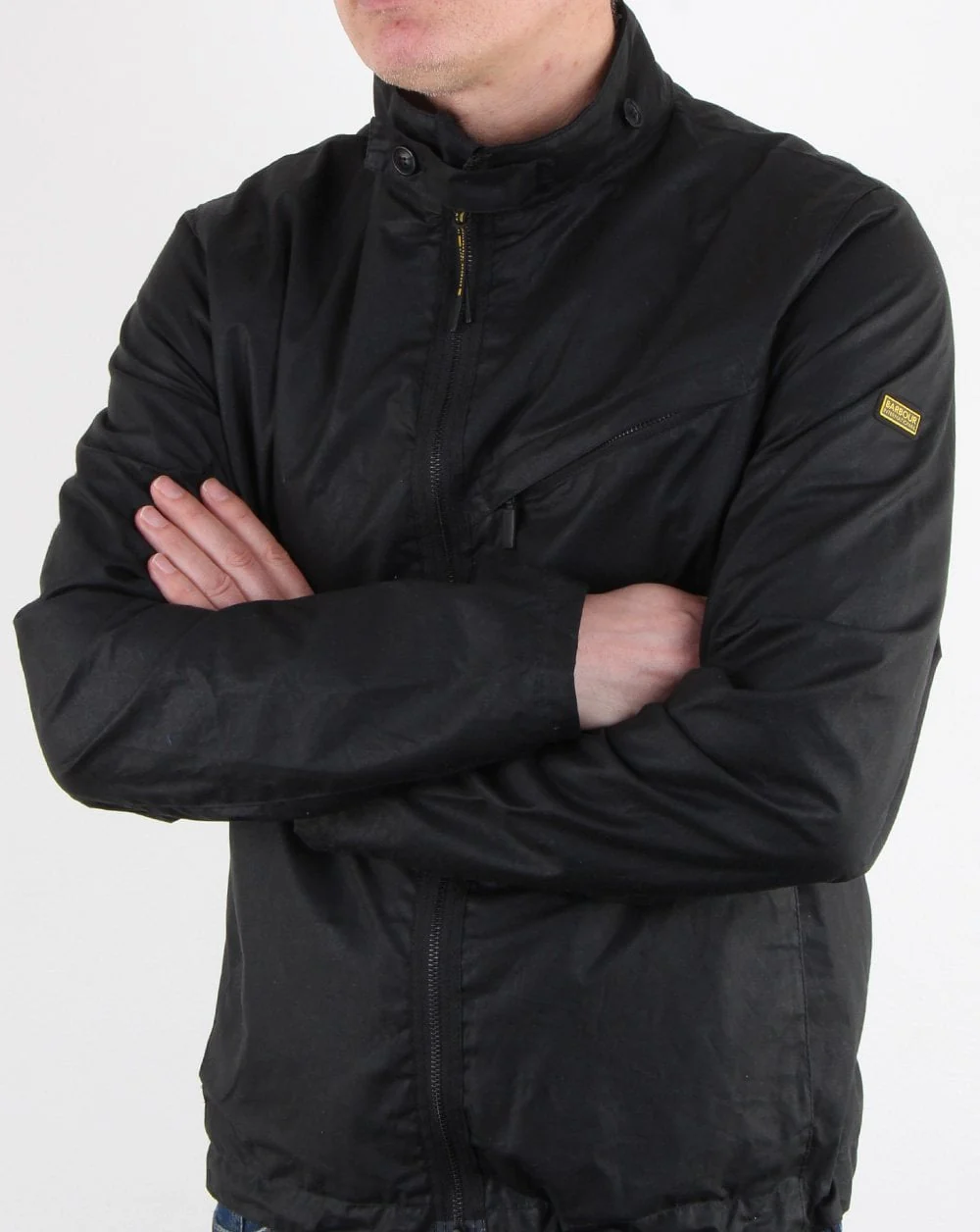 Barbour International Bower Wax Jacket Black - Image 3