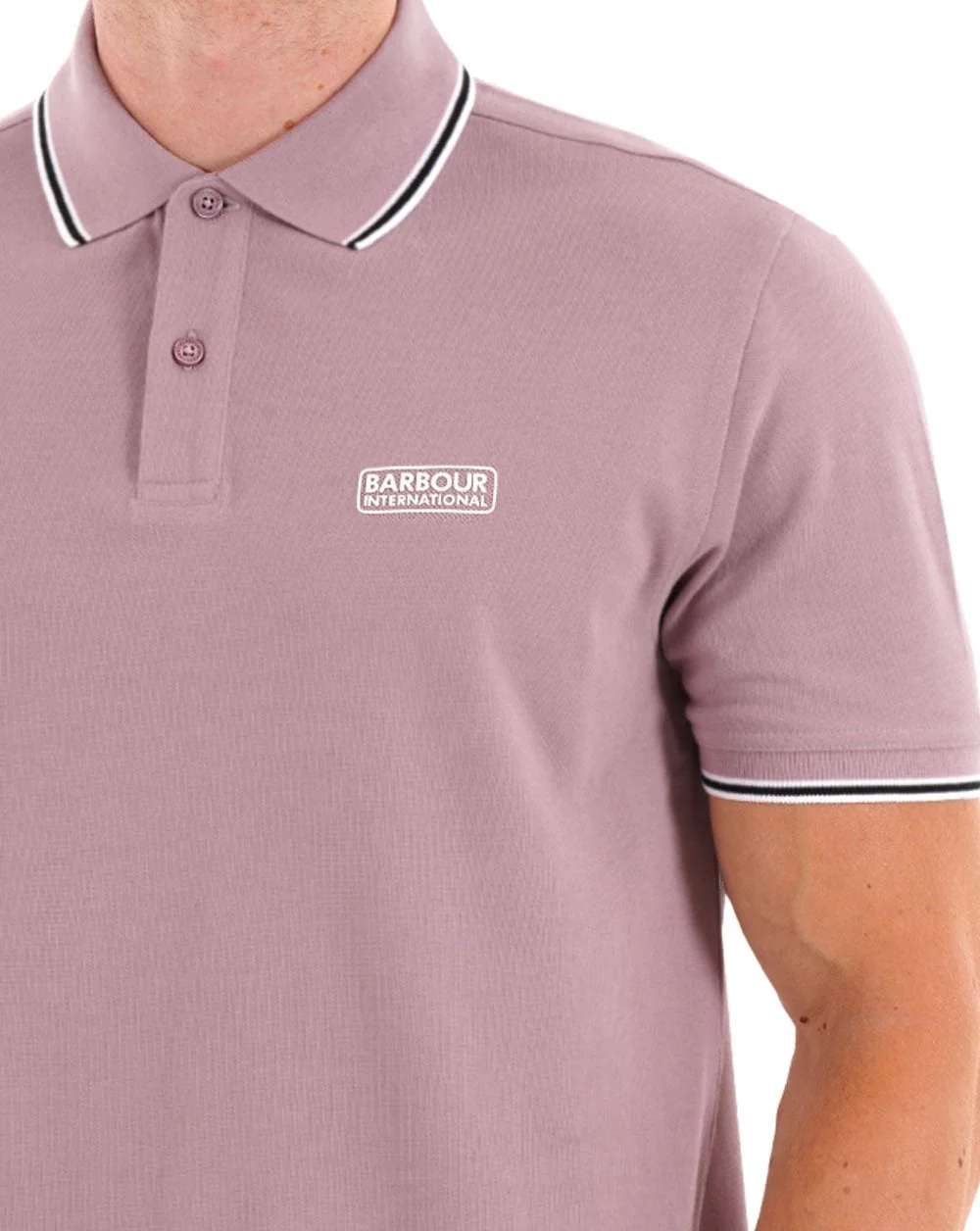 Barbour International Evan Tipped Polo Shirt Elderberry - Image 2