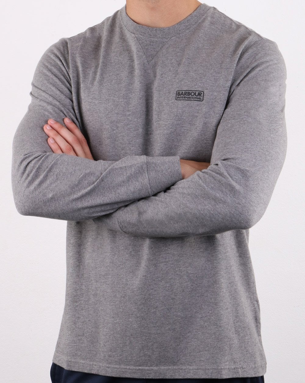 Barbour International Long Sleeve Logo Tee Grey - Image 3